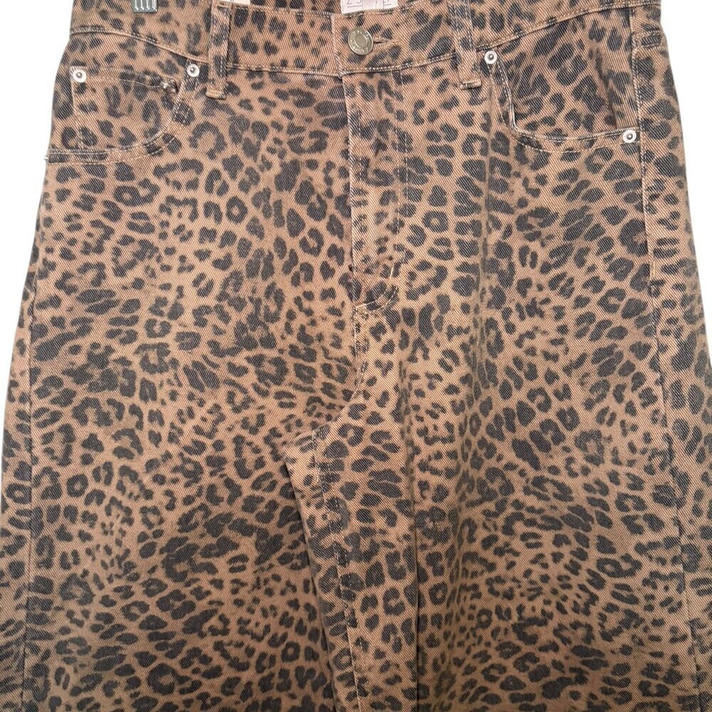 Z Supply Marli Leopard Print Wide Leg Jeans High Rise Denim Size 28 NWT - Picture 3 of 8